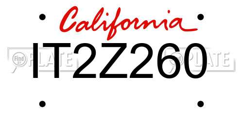 IT2Z260 California License Plate