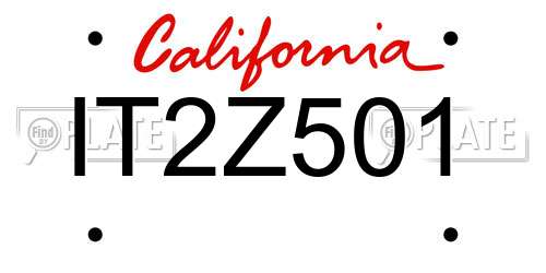 IT2Z501 California License Plate