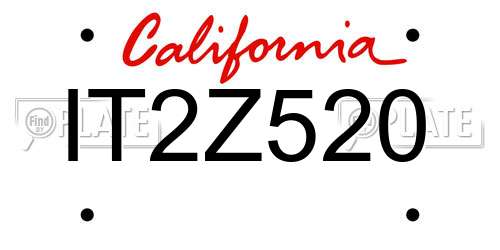 IT2Z520 California License Plate