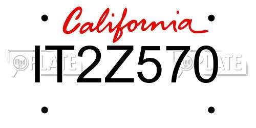 IT2Z570 California License Plate