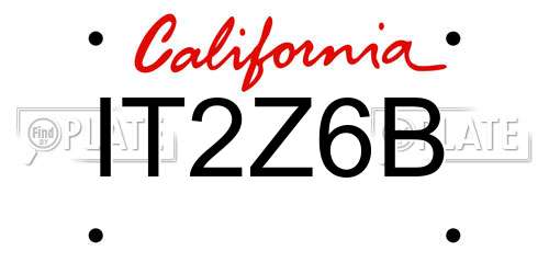 IT2Z6B California License Plate