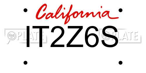 IT2Z6S California License Plate