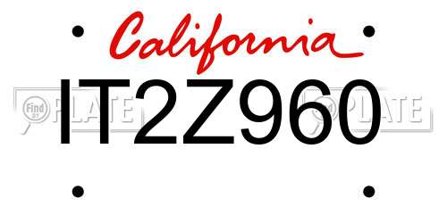 IT2Z960 California License Plate