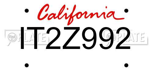 IT2Z992 California License Plate
