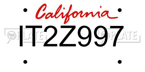 IT2Z997 California License Plate