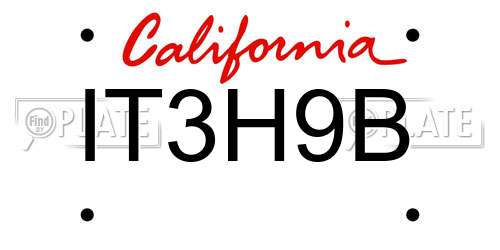 IT3H9B California License Plate