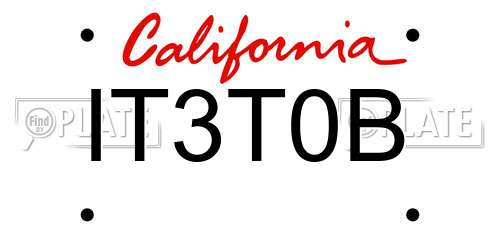 IT3T0B California License Plate