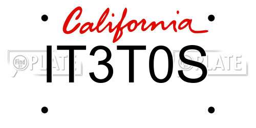 IT3T0S California License Plate