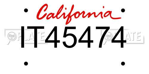 IT45474 California License Plate