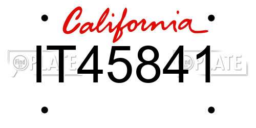 IT45841 California License Plate