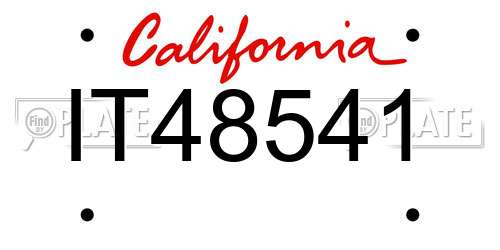 IT48541 California License Plate