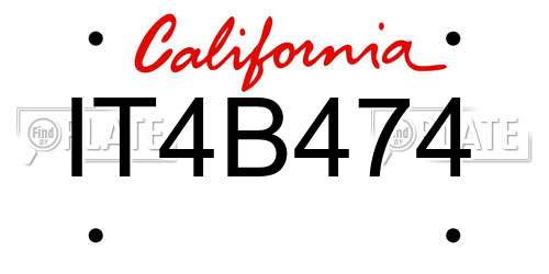 IT4B474 California License Plate