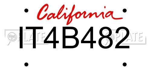 IT4B482 California License Plate