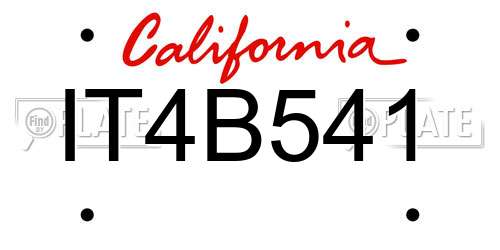 IT4B541 California License Plate