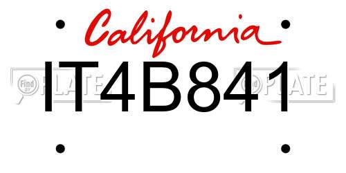 IT4B841 California License Plate