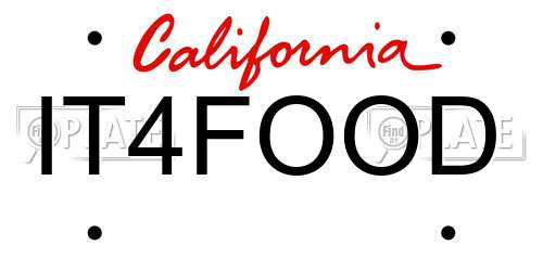 IT4FOOD California License Plate