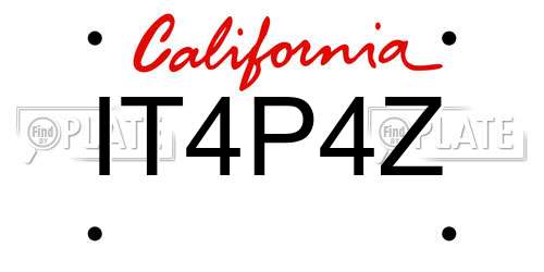 IT4P4Z California License Plate