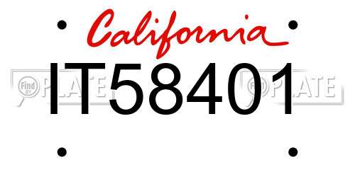 IT58401 California License Plate