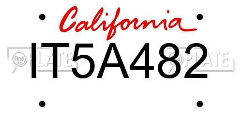 IT5A482 California License Plate