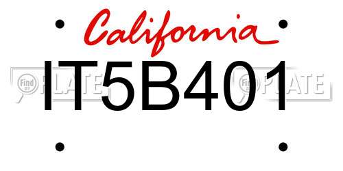 IT5B401 California License Plate