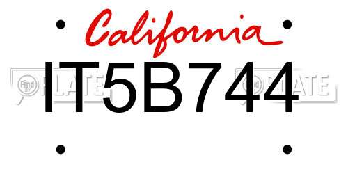 IT5B744 California License Plate
