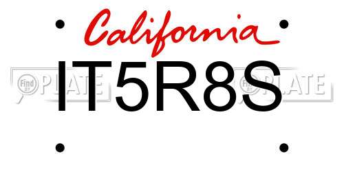 IT5R8S California License Plate