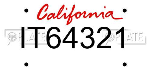 IT64321 California License Plate