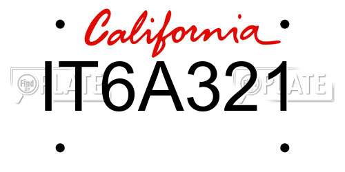 IT6A321 California License Plate