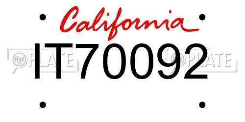 IT70092 California License Plate