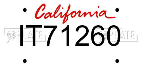 IT71260 California License Plate