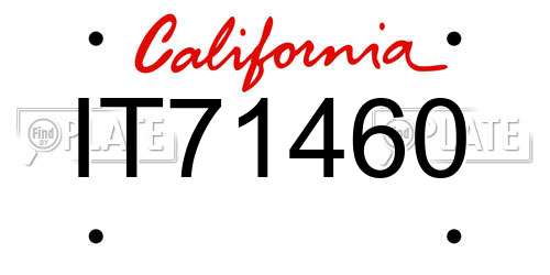 IT71460 California License Plate