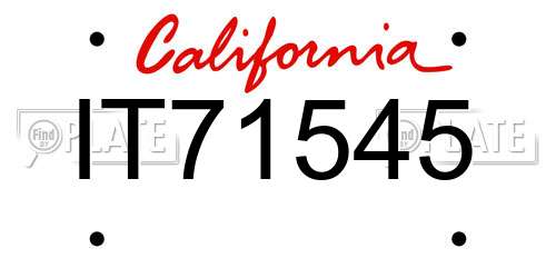 IT71545 California License Plate