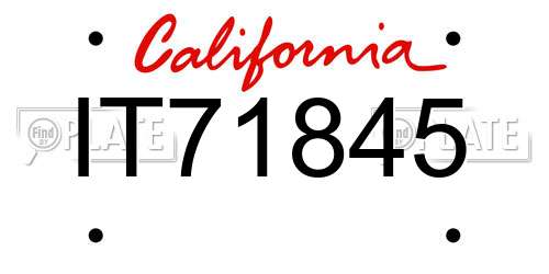 IT71845 California License Plate