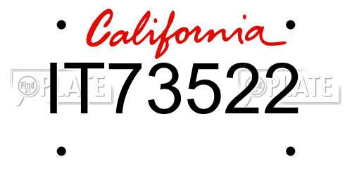 IT73522 California License Plate