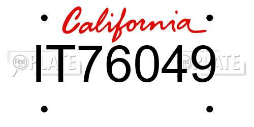 IT76049 California License Plate