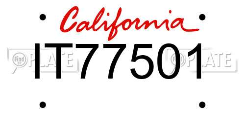 IT77501 California License Plate