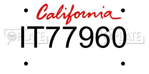 IT77960 California License Plate