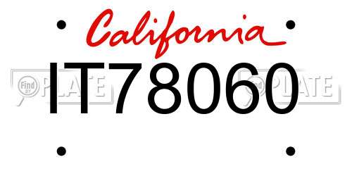 IT78060 California License Plate