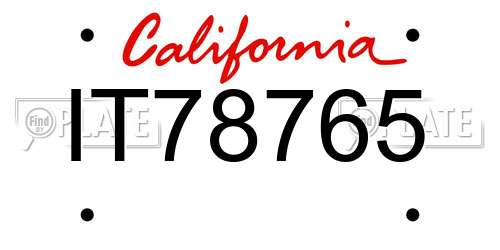 IT78765 California License Plate