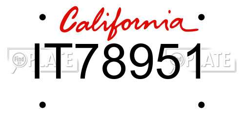 IT78951 California License Plate