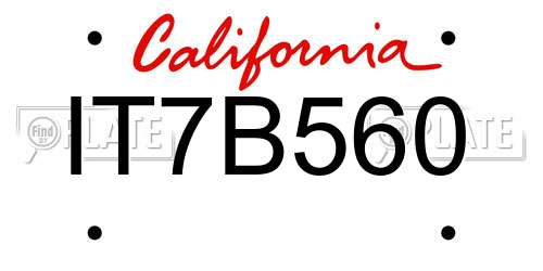 IT7B560 California License Plate