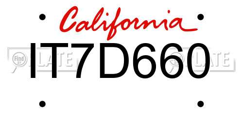 IT7D660 California License Plate
