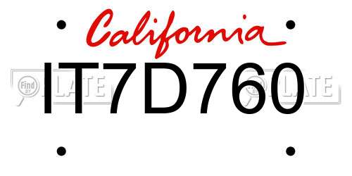 IT7D760 California License Plate