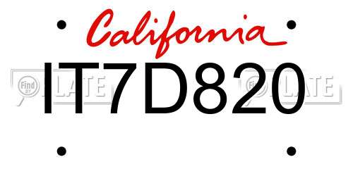 IT7D820 California License Plate