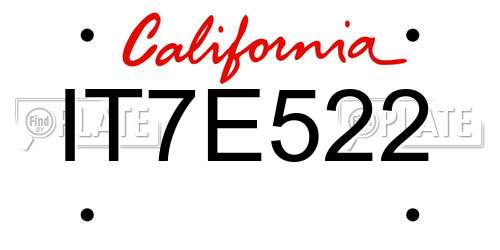 IT7E522 California License Plate