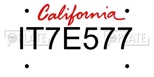 IT7E577 California License Plate