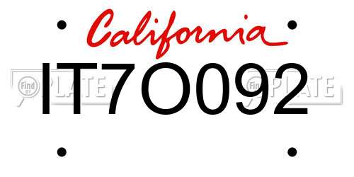 IT7O092 California License Plate