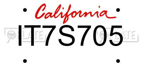 IT7S705 California License Plate