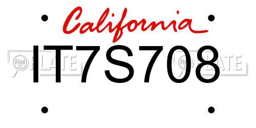IT7S708 California License Plate