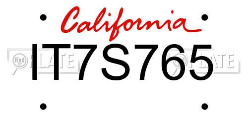 IT7S765 California License Plate